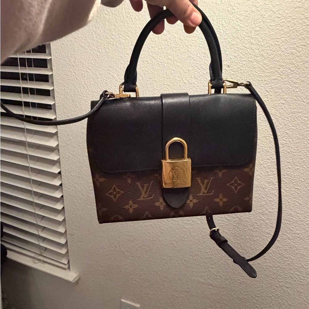 LV Elegant Black and Brown Designer Handbag